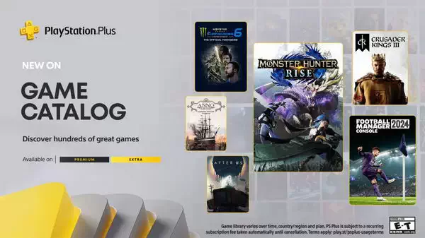 PS Plus Extra/Premium 会员 6 月新增《怪物猎人崛起》、《十字军之王 3》等游戏